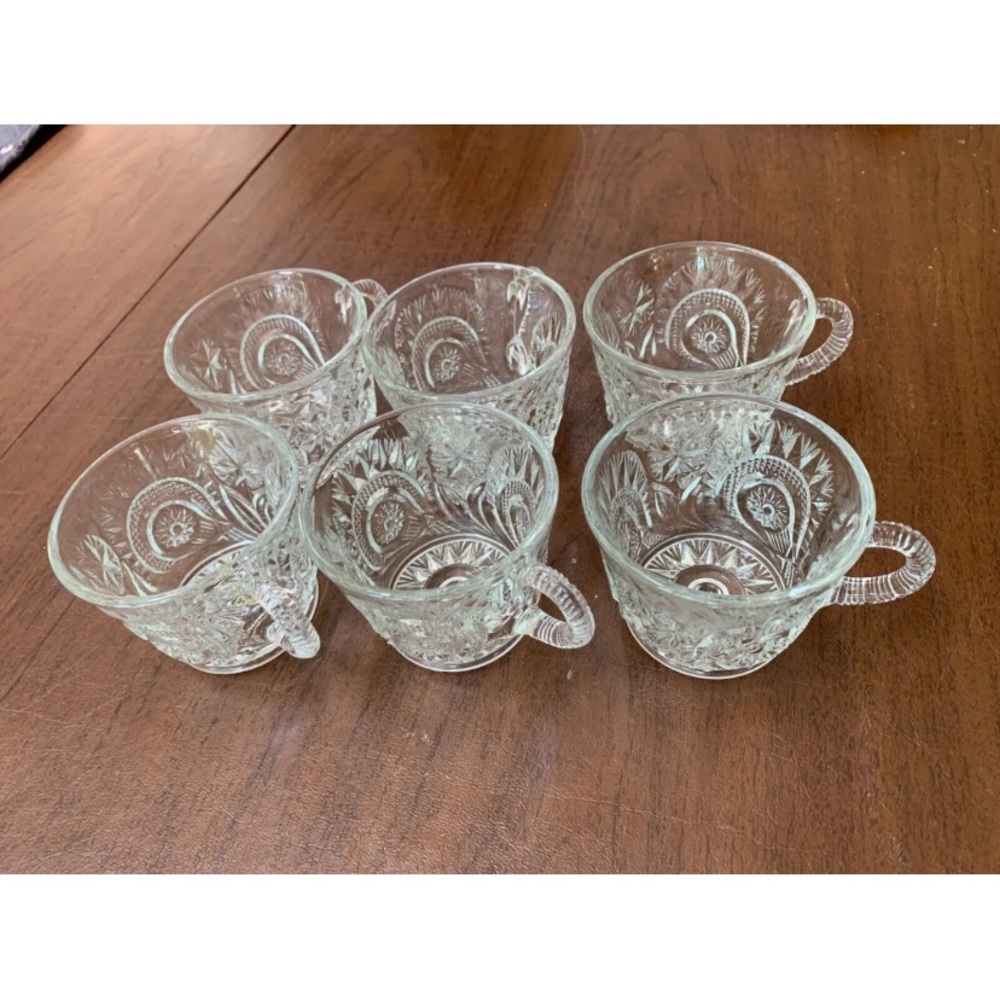 New Set Of Six Miniature Cut Glass Tea Cup
